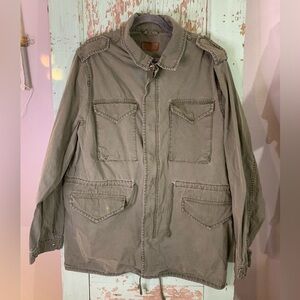 Men’s ASOS green military jacket with waist drawstring and multiple pockets